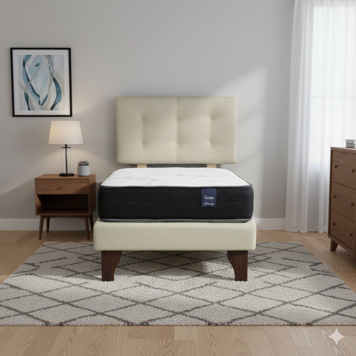 Cama Europea 1.5 Plaza 190 Respaldo Berna image number 0.0