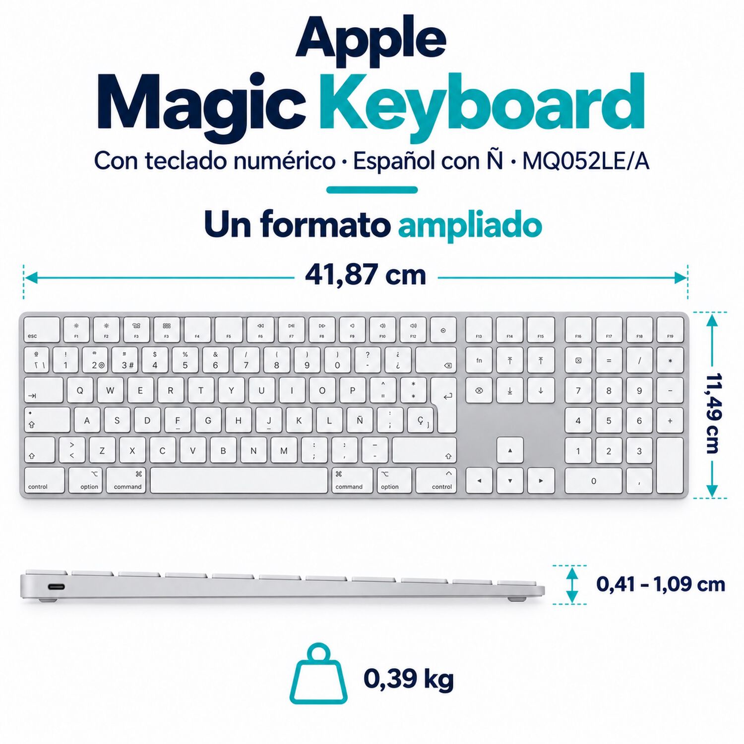 Apple Magic Keyboard Num&eacute;rico Espa&ntilde;ol Con &Ntilde; Mq052le/a image number 5.0