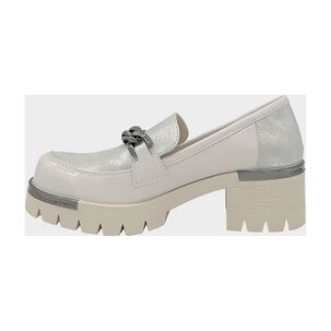 Mocasin Para Mujer Con Taco Y Cadena Beige