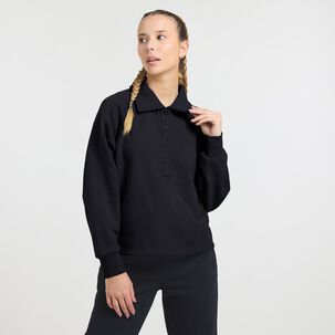 Polerón Deportivo Liso Regular Cuello Camisero Abotonado Mujer Wetland