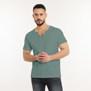 Polera Manga Corta Slim Cuello Redondo Hombre Az Black