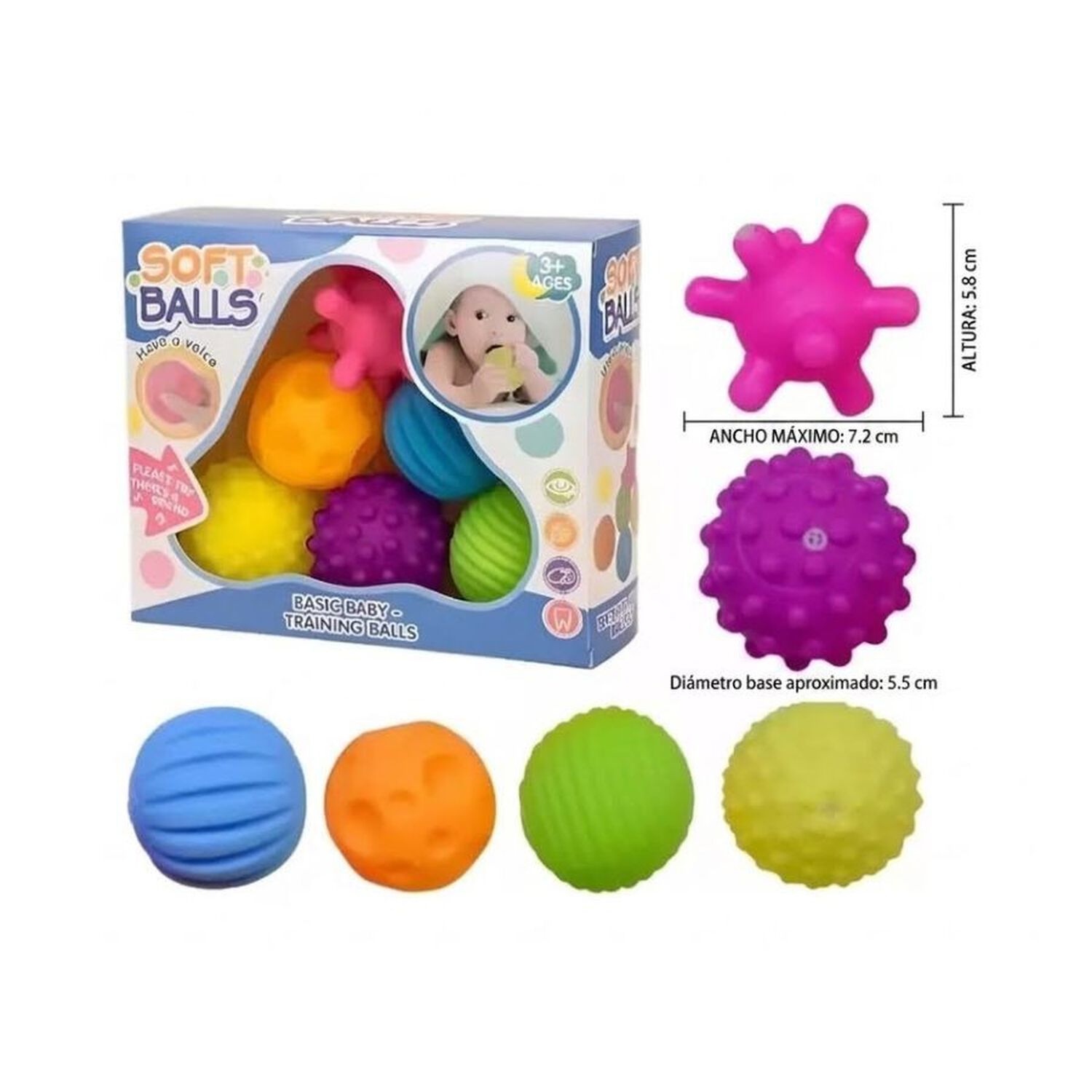 Set 6 Pelotas Sensoriales Bebe Texturas Estimulacion image number 3.0