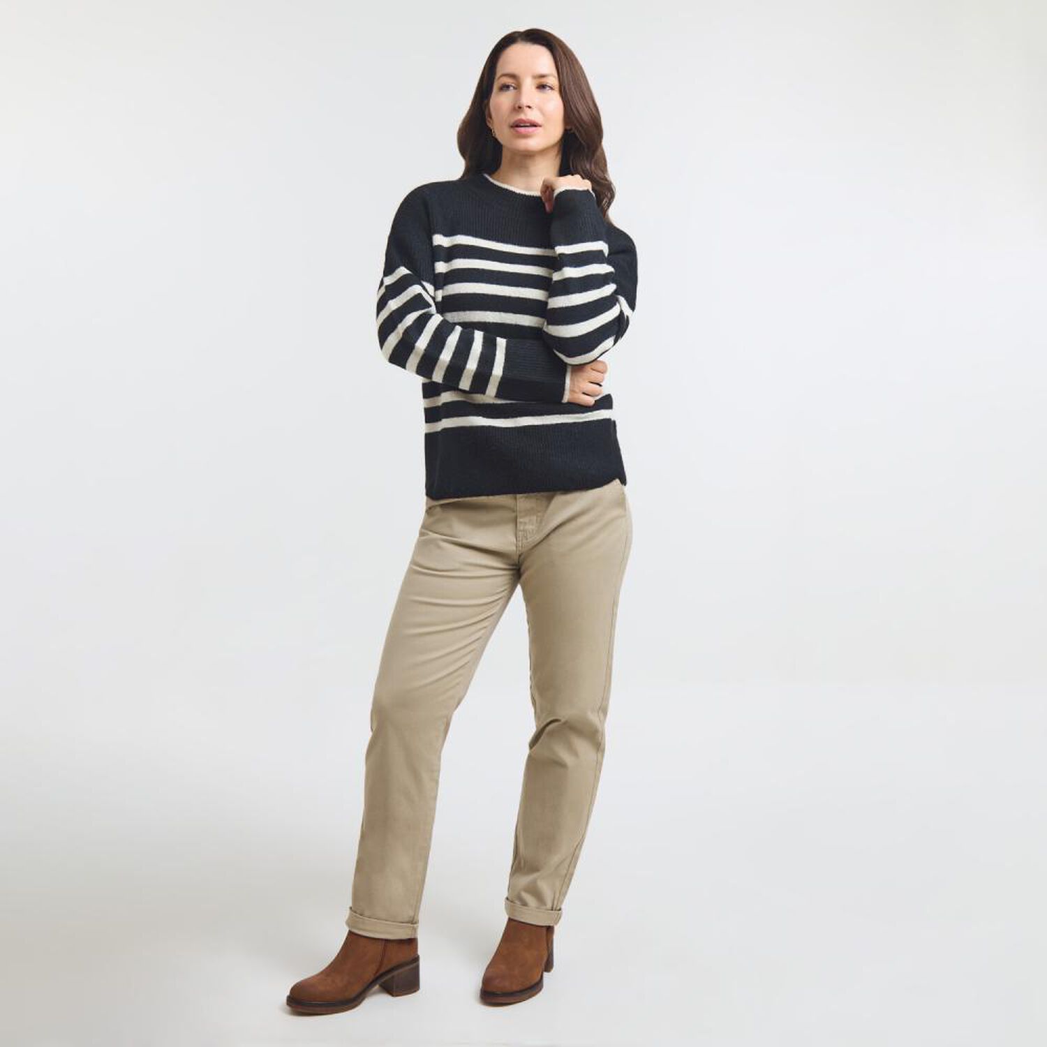 Sweater Listado Regular Manga Larga Cuello Alto Mujer Geeps image number 1.0