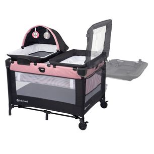 Cuna Corral Nursery Den Con Mois&eacute;s Port&aacute;til Y Mudador Rosado