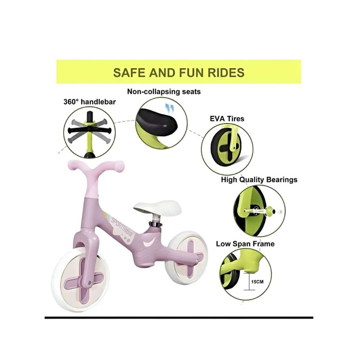 Bicicleta De Aprendizaje Sin Pedales Sports Baby Infantil image number 2.0