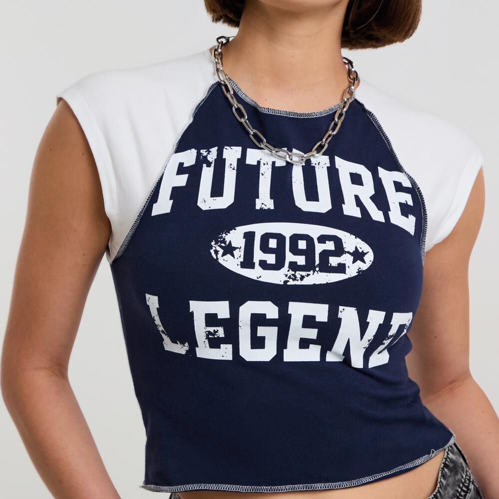 Polera College Manga Corta Cuello Redondo Mujer Rolly Go image number 4.0
