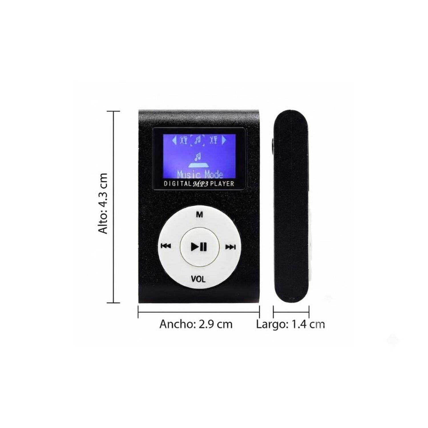 Reproductor Mp3 Digital Clip Met&aacute;lico Negro Con Pantalla Lcd image number 4.0