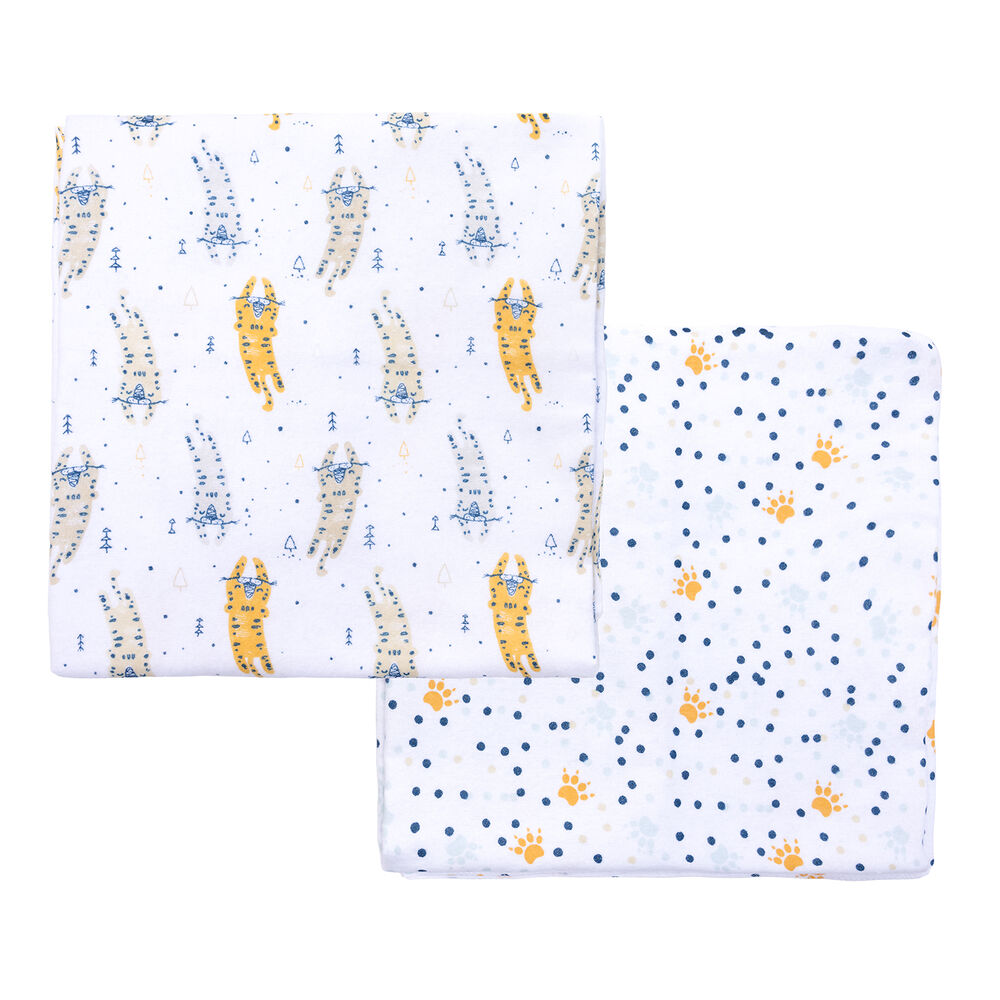 Set 2 Mantita Franela Blanco Tigre Niño image number 1.0