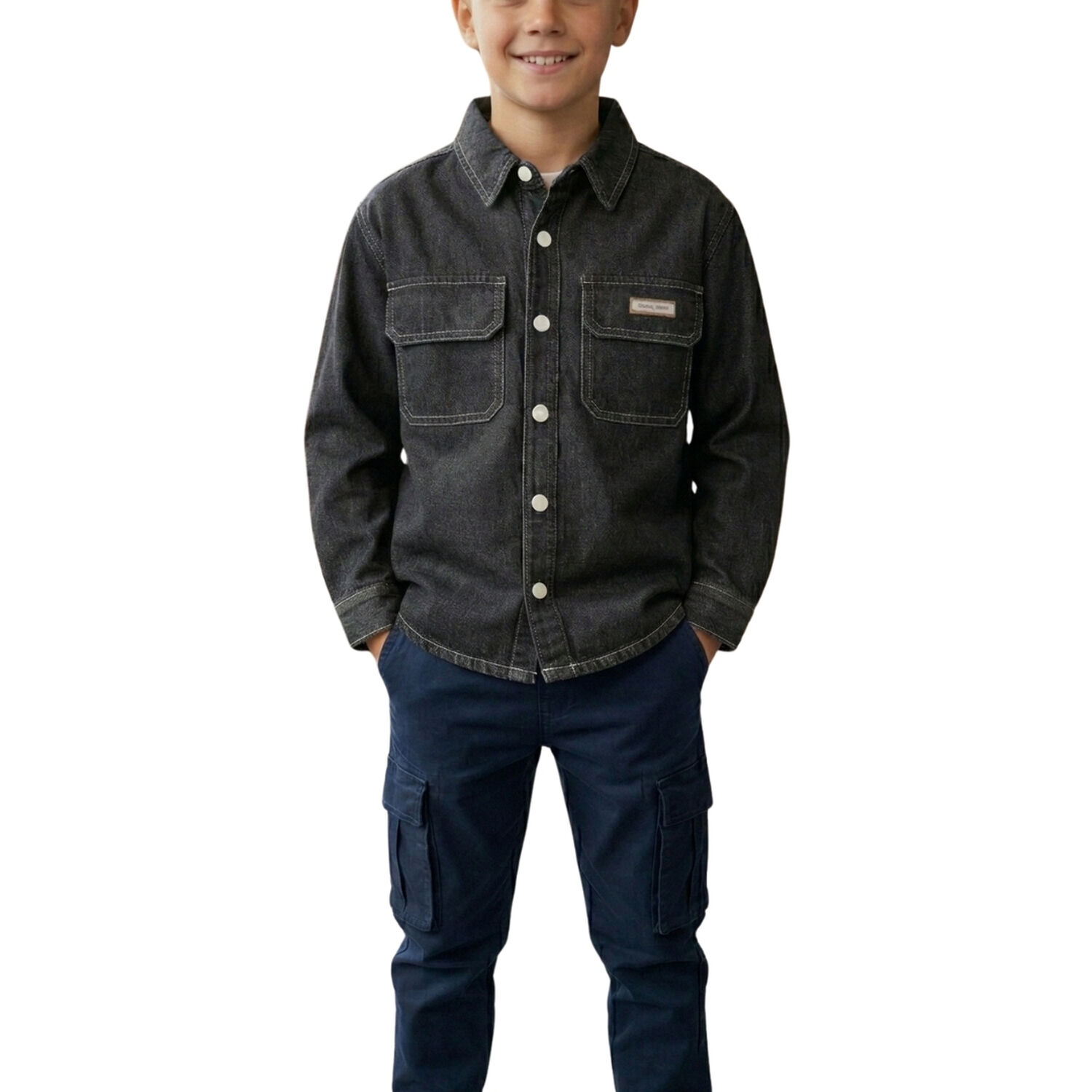 Sobrecamisa Mezclilla Ni&ntilde;o Denim Degradado Look Urbano image number 0.0