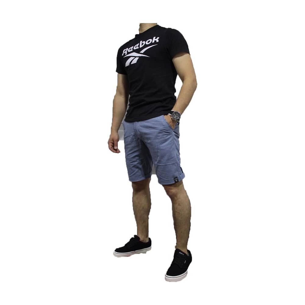 Bermuda Elasticada Slim Fit Celeste Con Dise&ntilde;o image number 1.0