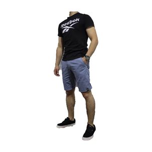Bermuda Elasticada Slim Fit Celeste Con Dise&ntilde;o