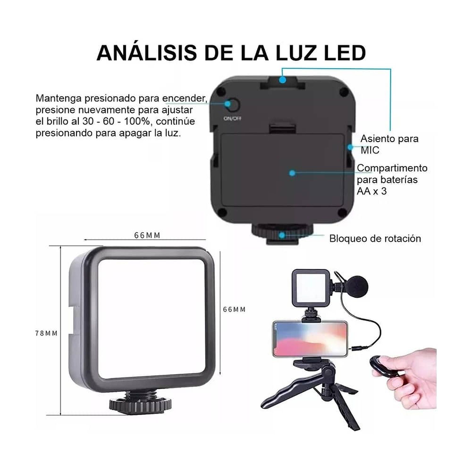 Kit De Grabacion Estabilizador Luz Led Y Micr&oacute;fono image number 3.0
