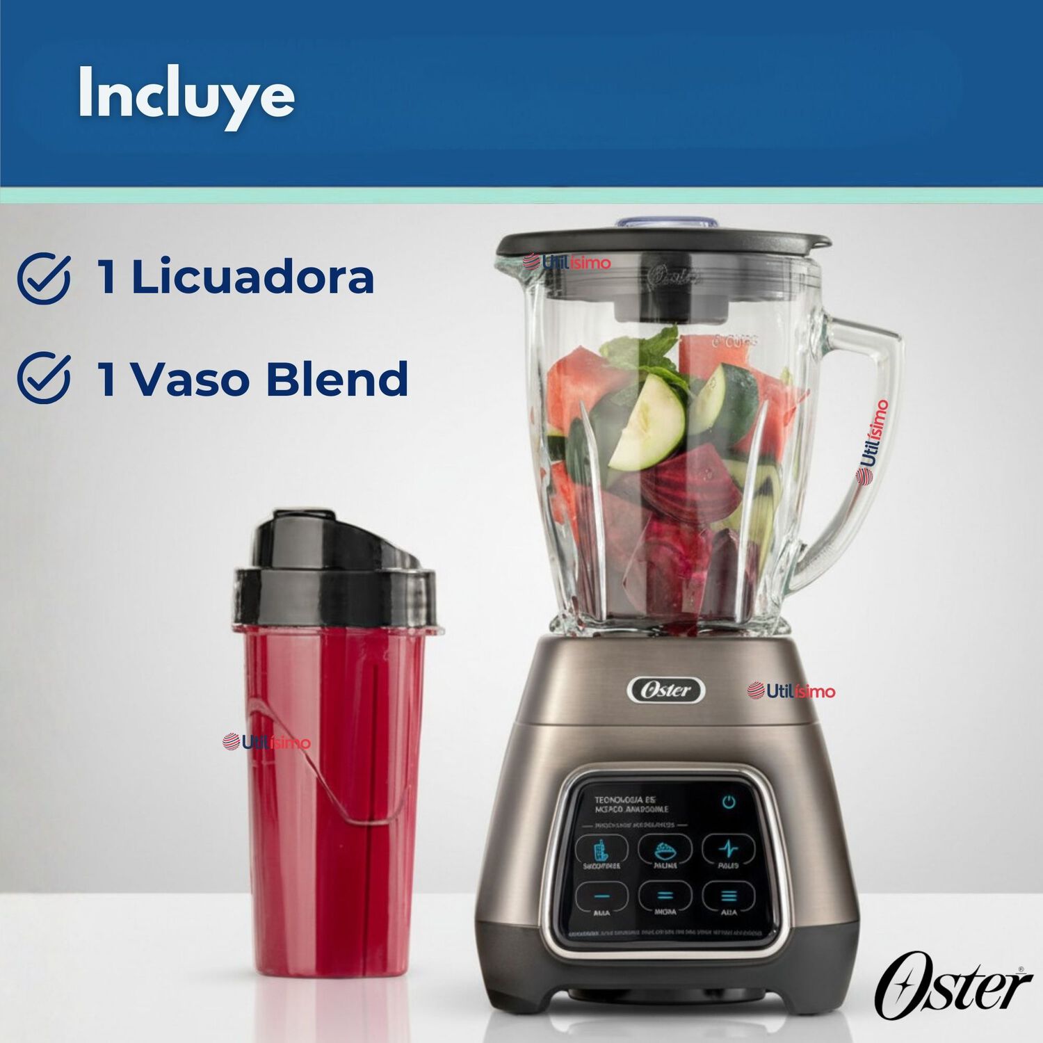 Licuadora Oster Programas Autom&aacute;ticos Tecnolog&iacute;a Reversible,t&aacute;ctil Y Vaso Blend-n-go Blstpyg1312xbg image number 2.0