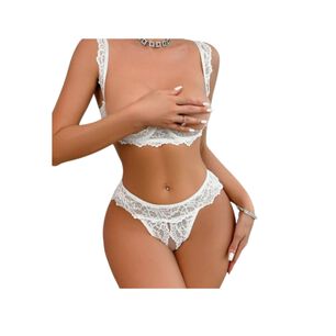 Lencer&iacute;a Ropa Interior Sexy Con Encaje De Contraste Aros 2pz