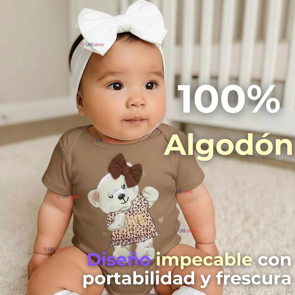 Pack 4 Bodys Niña Manga Corta Tedmimak 100% Algodón Baby Bear image number 2.0