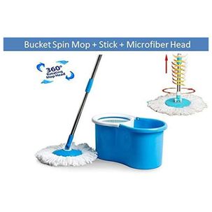 Trapeador De Microfibra Giratorio Con Cubo Y Repuesto