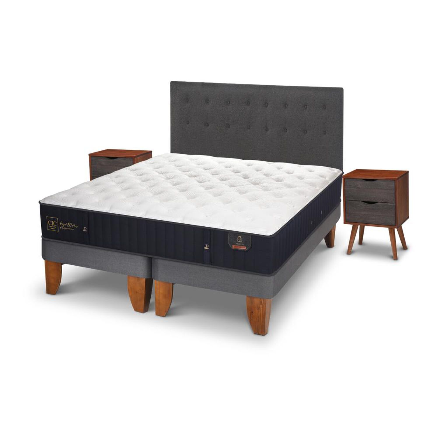 Cama Europea Cic Premium / King / Base Dividida + Set De Maderas image number 1.0
