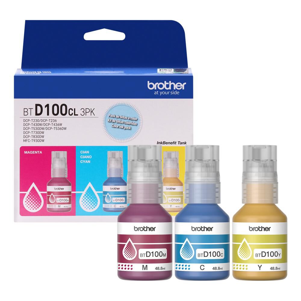Pack Tinta Color Brother BTD100CL 3PK image number 0.0