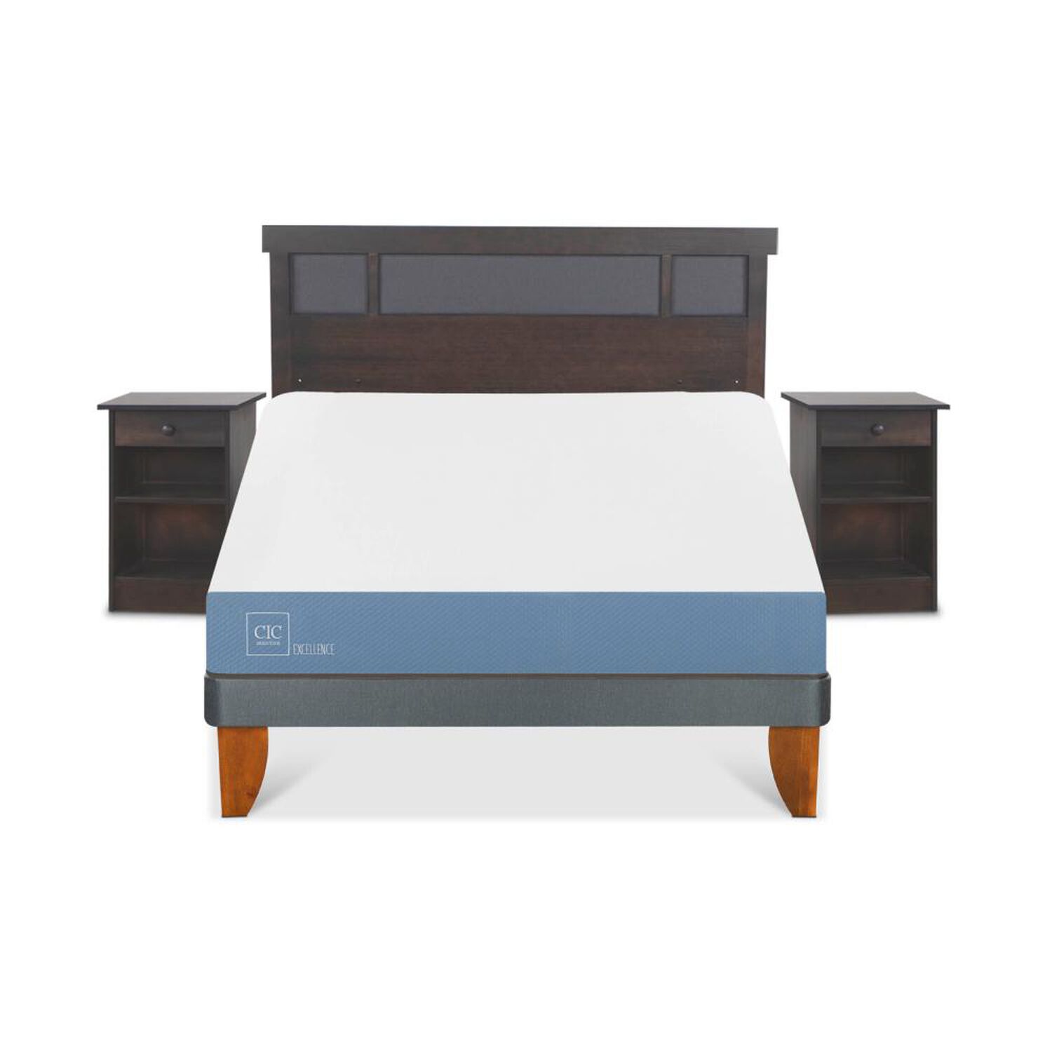 Cama Europea Cic Excellence / 2 Plazas / Base Normal + Set De Maderas image number 0.0