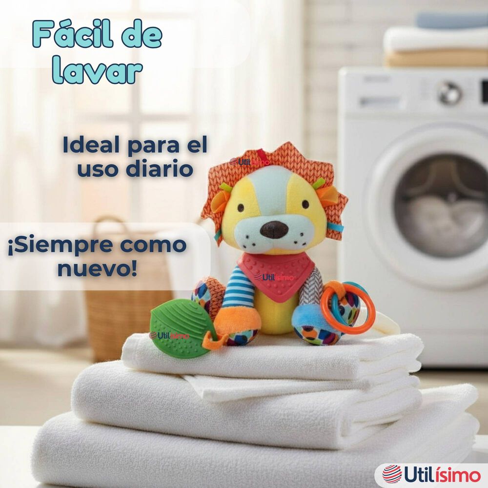 Juguete Peluche Animales Sensorial Con Mordedor Y Sonajero Dise&ntilde;o Le&oacute;n Ni&ntilde;a Y Ni&ntilde;o image number 9.0