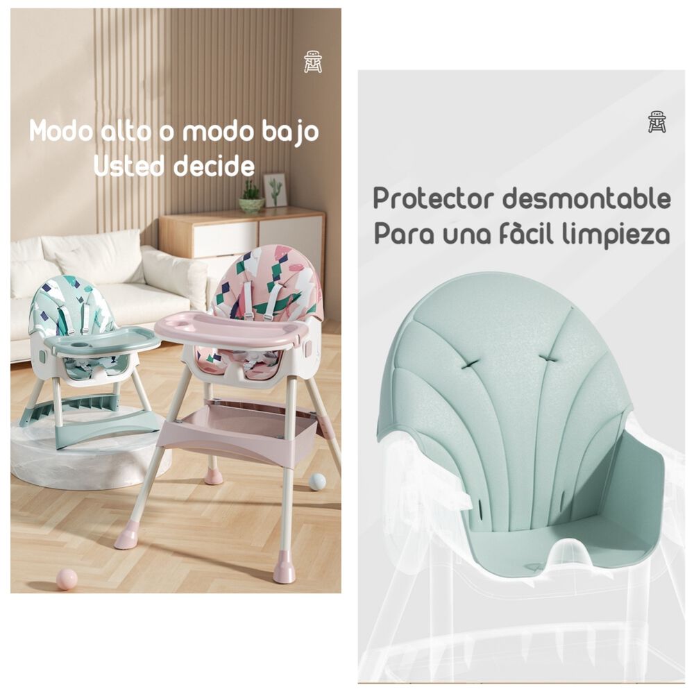 Silla De Comer Mecedora 2 En 1 Con Ruedas Rosada Lubabycas image number 5.0