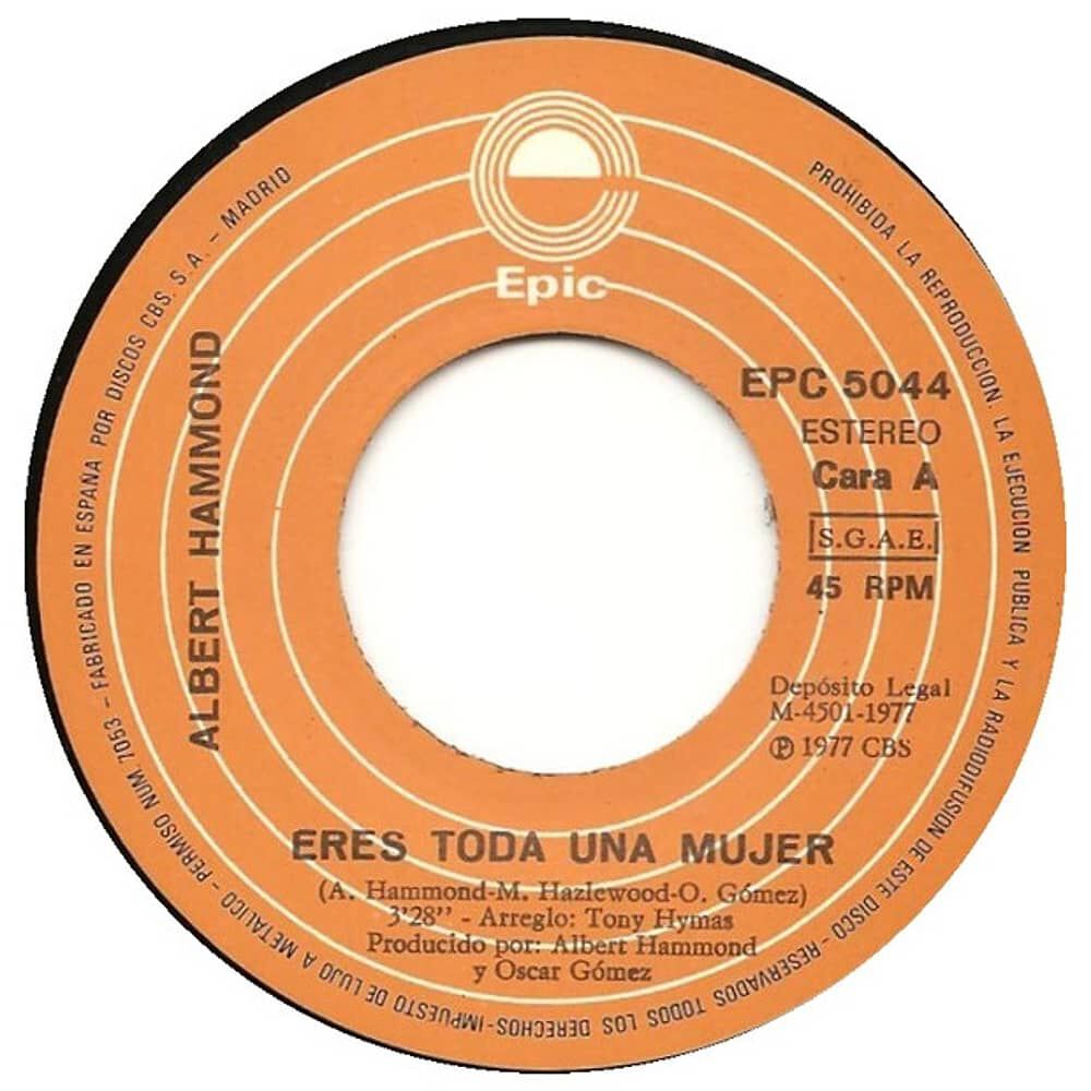 Albert Hammond - Eres Toda Una Mujer | 7" Single Usado image number 2.0