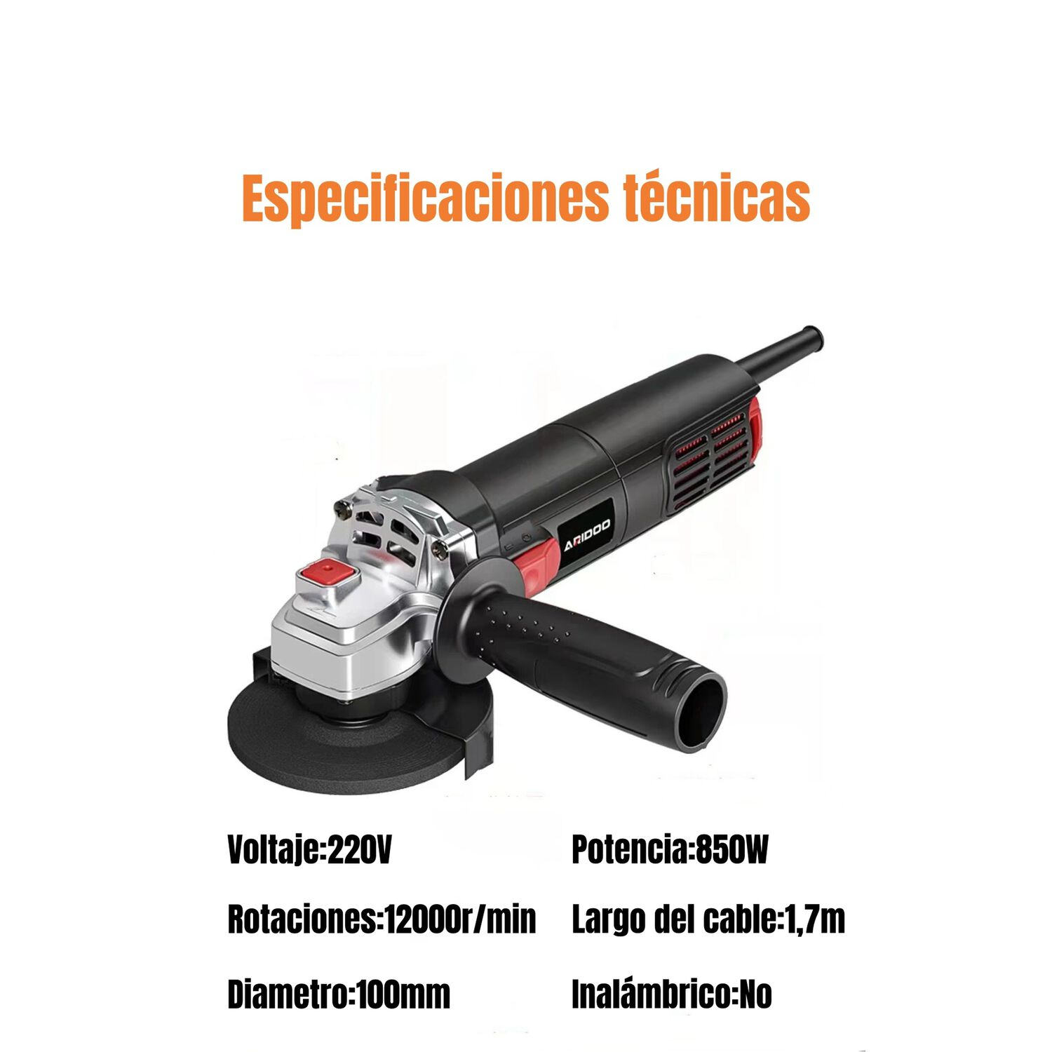 Esmeril Angular El&eacute;ctrico 850w Con Discos M&aacute;s Accesorios image number 5.0