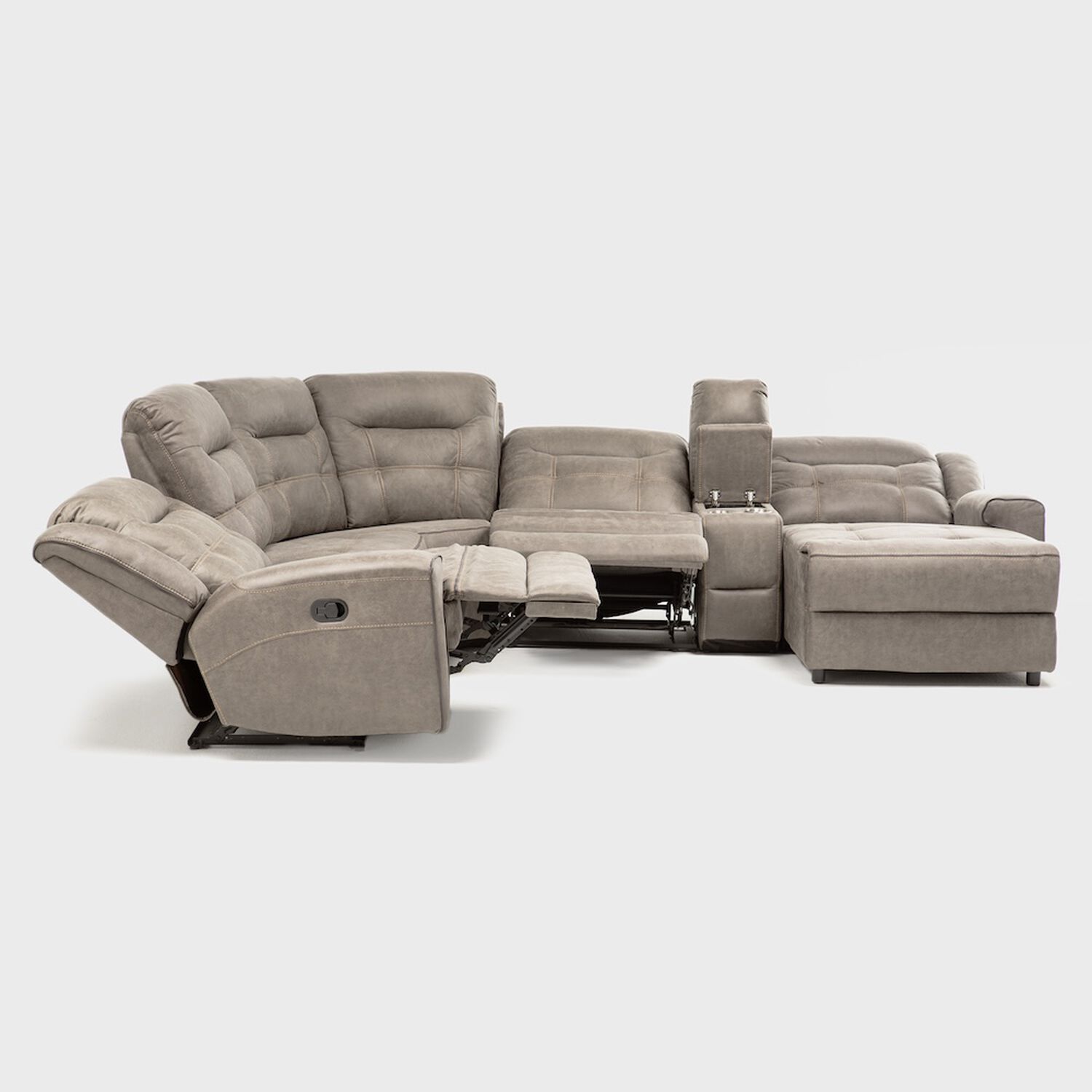 Sof&aacute; Seccional Reclinable Moderno Caf&eacute; Grand image number 1.0