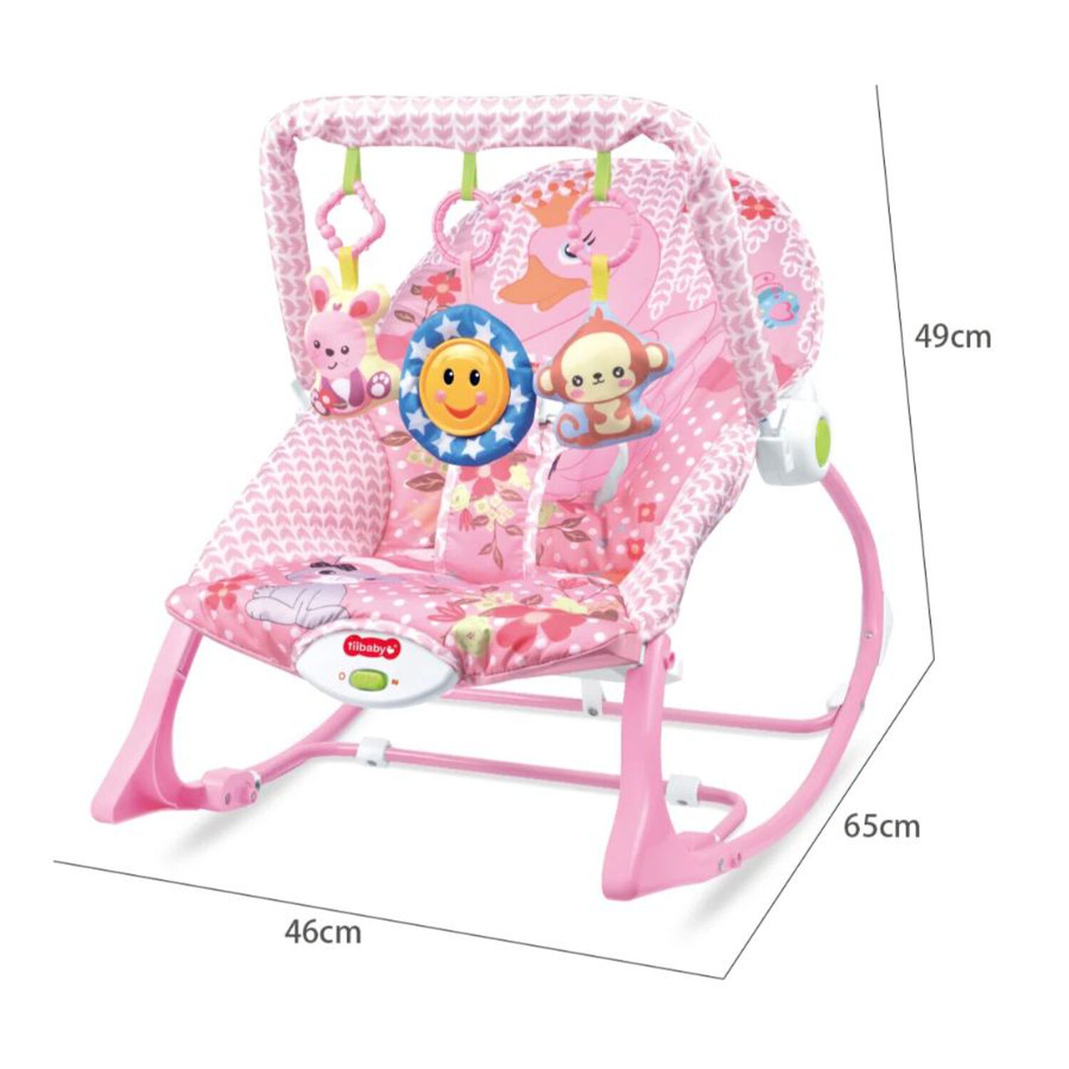 Silla Nido Mecedora Para Beb&eacute;s Y Ni&ntilde;os Con Barra De Juguetes Desmontable Rosa image number 3.0