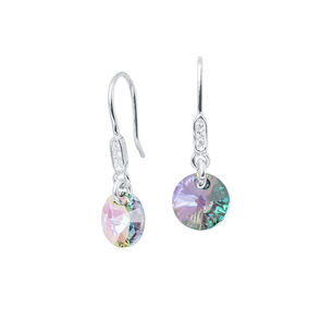 Aros Punto De Luz Circon Plata 925 Y Cristal Genuino Paradise Shine