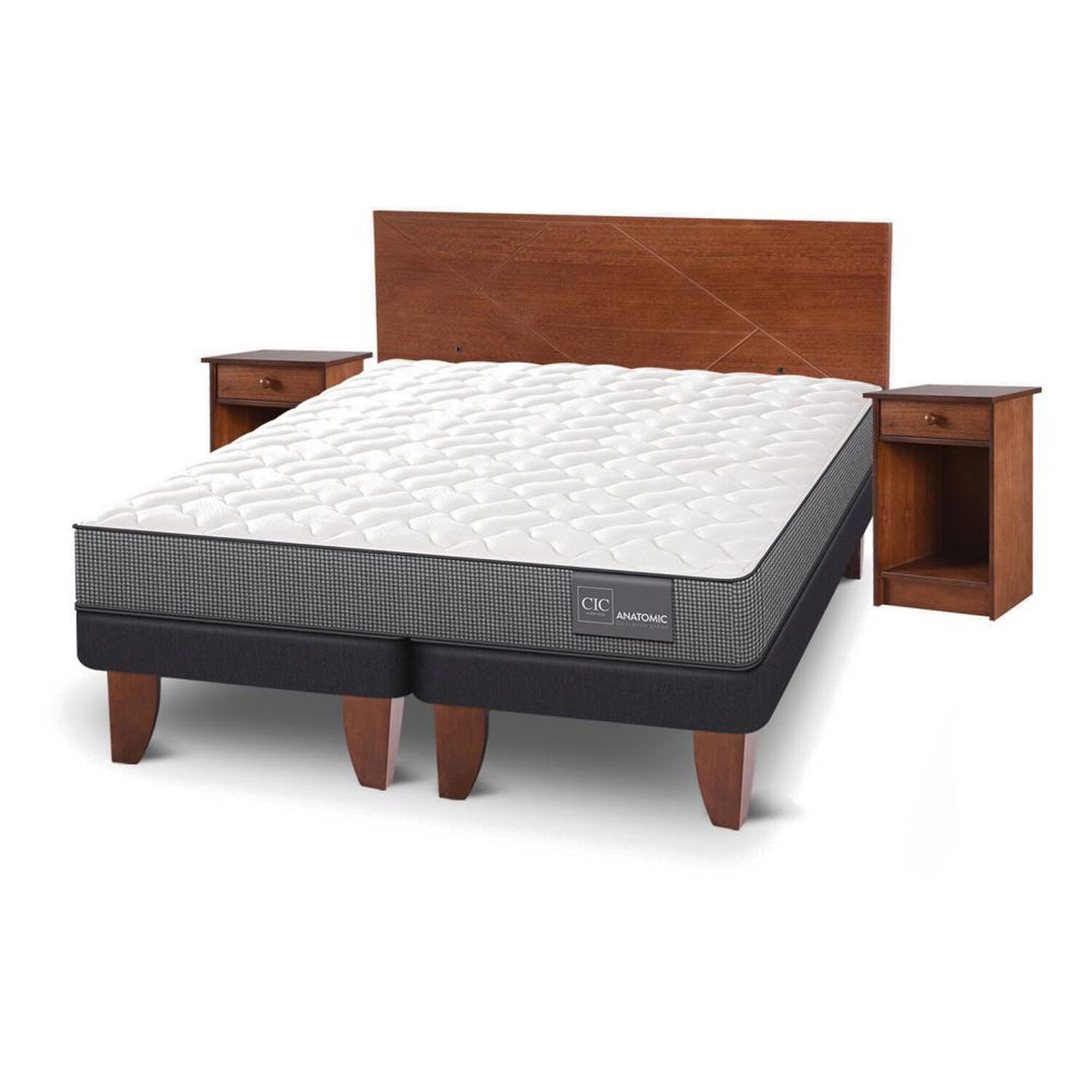 Cama Europea Cic Anatomic / 2 Plazas / Base Dividida + Set De Maderas image number 2.0