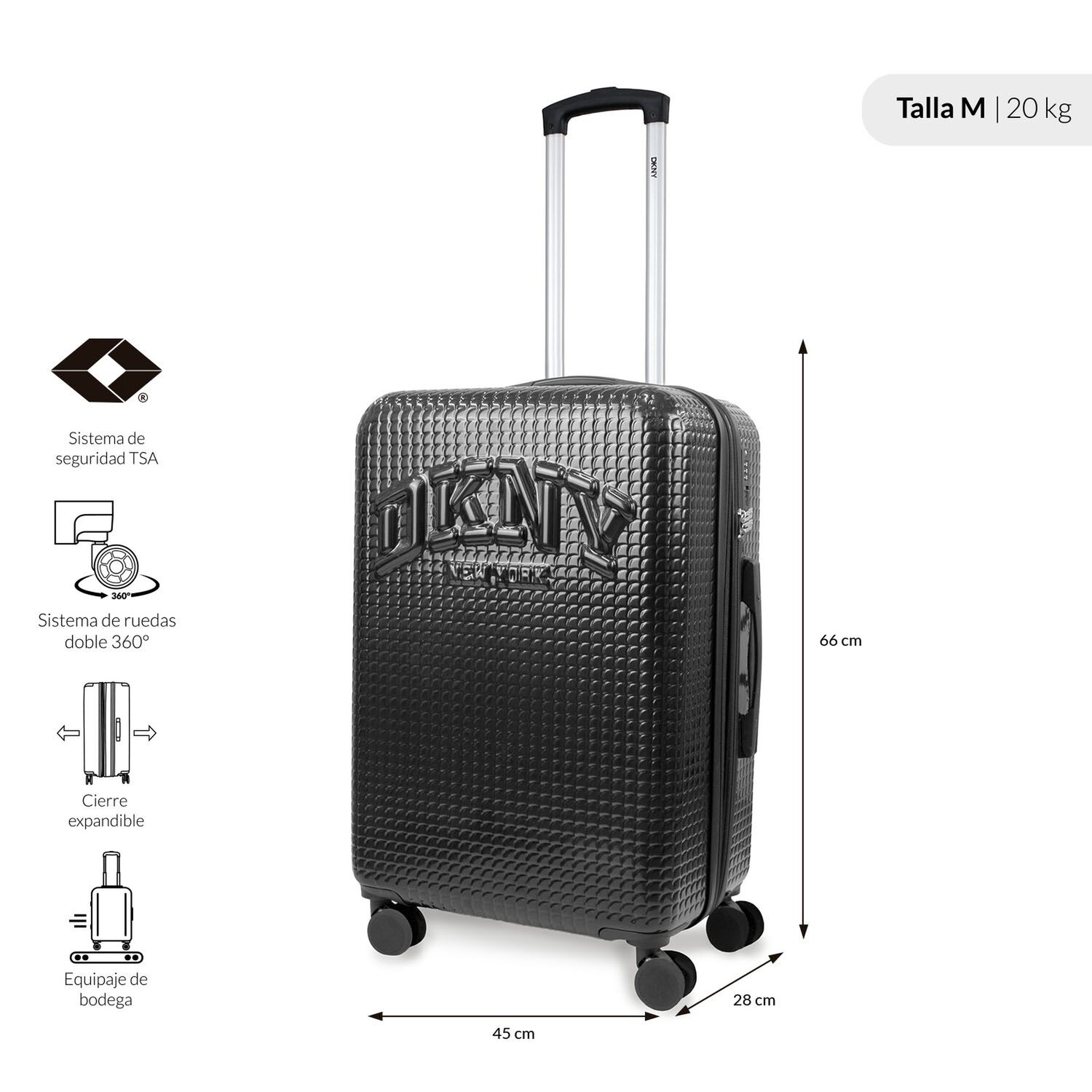 Pack 2 Maletas Donna Karan Hot Town M 20k + L 23k Negra Dkny image number 1.0