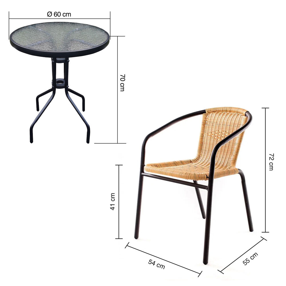Set Terraza Maceio 2 Sillas + Mesa Vidrio 70x60 Cm Beige image number 5.0