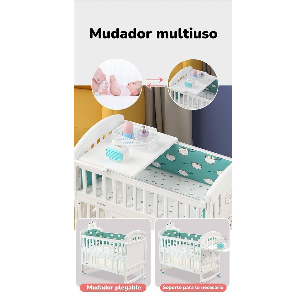 Cuna Colecho Madera Con Mudador Mosquitero Lubabycas Rosada image number 1.0