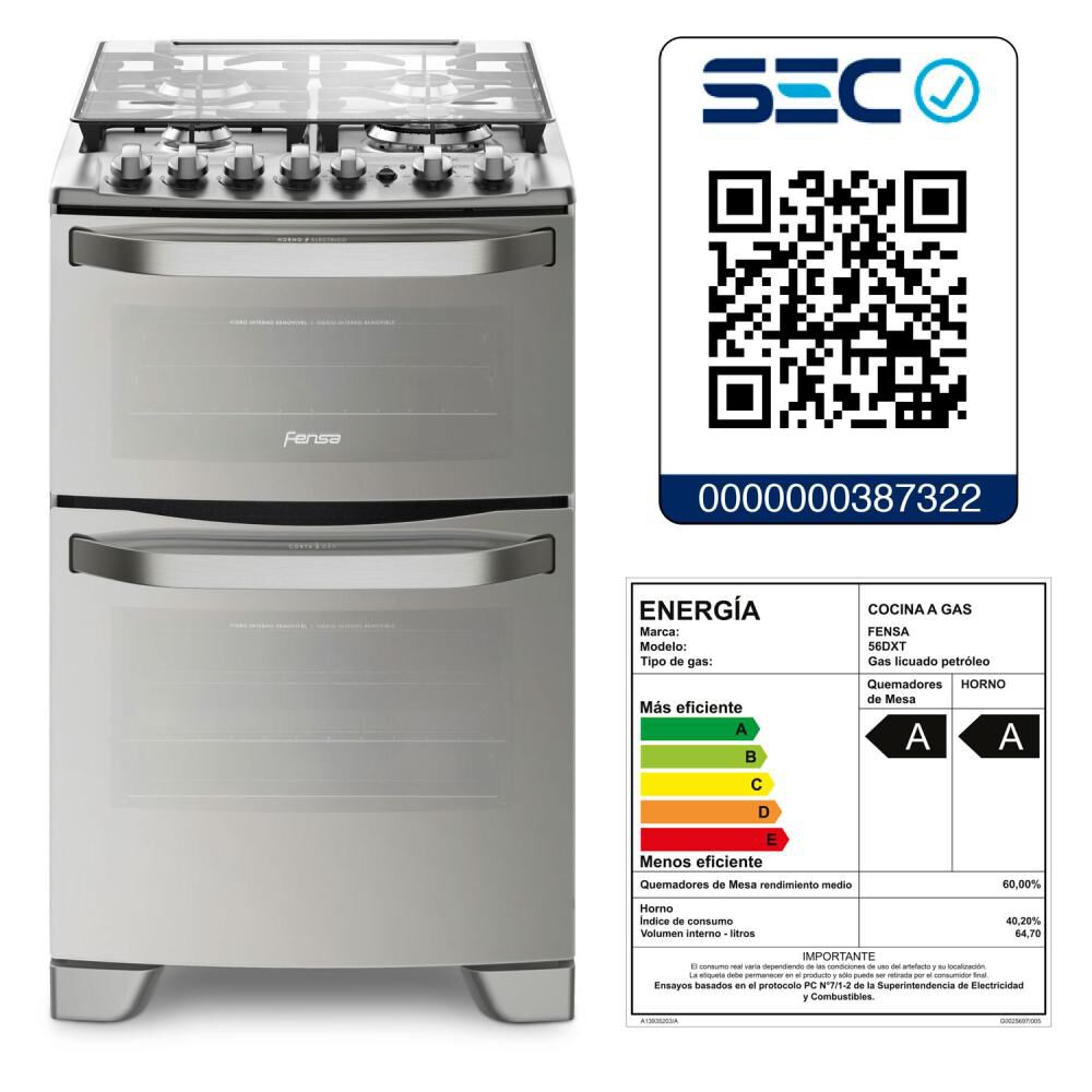 Cocina A Gas Fensa 56 DXT / 4 Quemadores image number 7.0