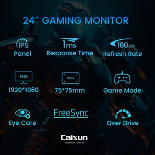 Monitor Gamer Plano Caixun 24" Fhd Va 180hz Srgb110% Hdmi Dp C24f4f
