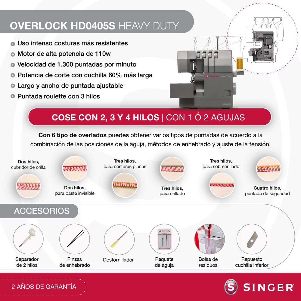 Combo Singer Heavy Duty Facilita Pro 4423 + Overlock Hd0405s image number 3.0