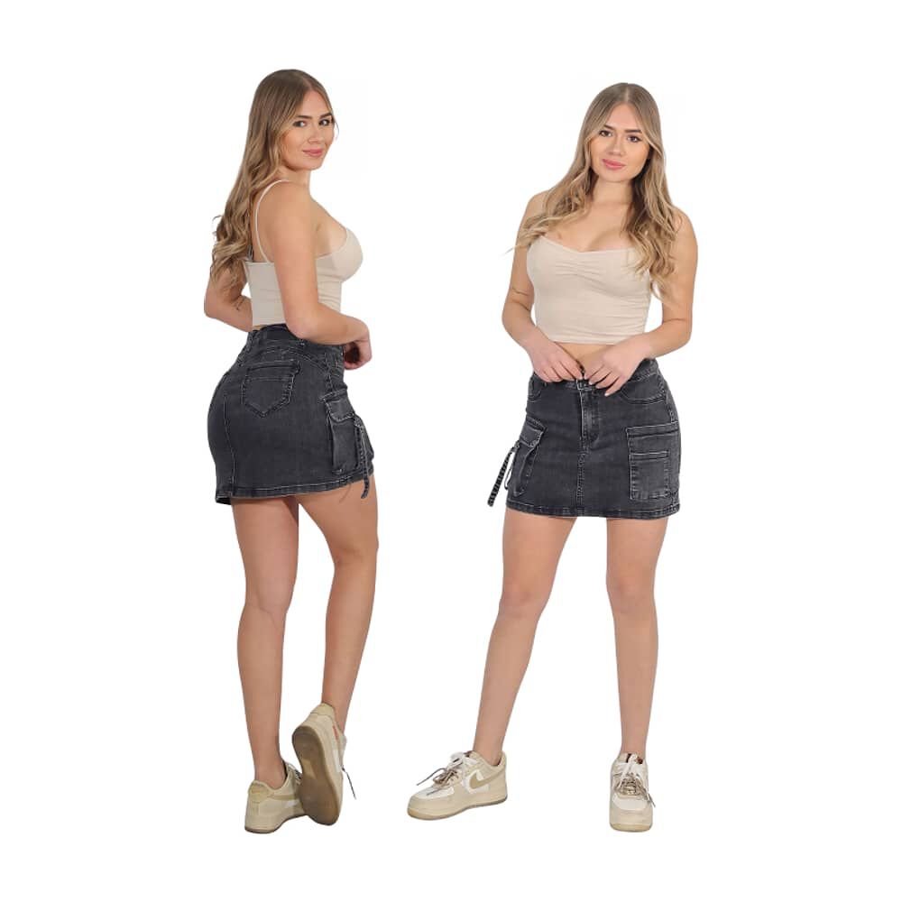 Falda Jeans Con Short Mujer Cargo image number 0.0