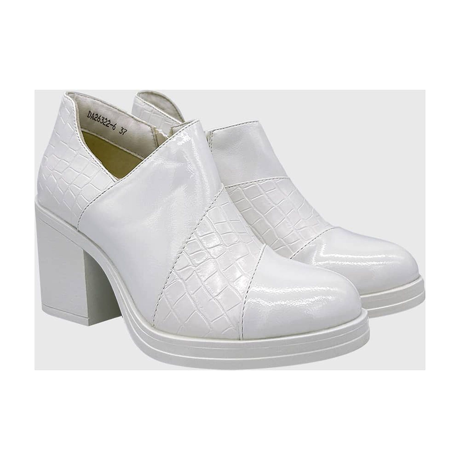 Botin Para Mujer Charol Con Taco Blanco image number 2.0