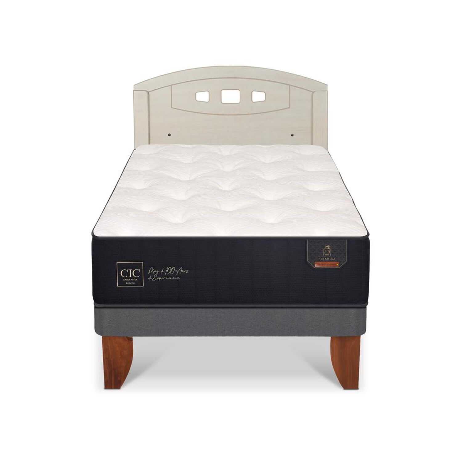Cama Europea Cic Linea Premium / 1.5 Plazas / Base Normal + Respaldo image number 0.0