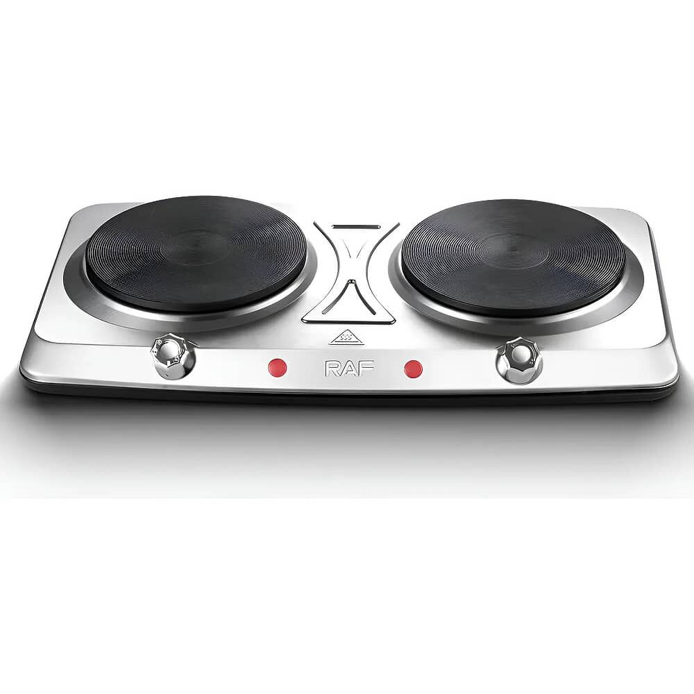 Cocina El&eacute;ctrica 2 Plato Cocinilla Encimera Acero Inoxidable image number 2.0