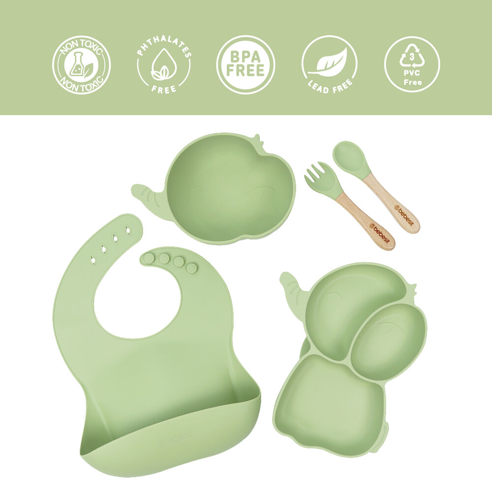 Set Alimentacion Elefante Silicona Verde image number 5.0