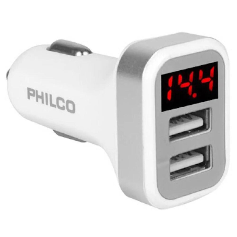 Cargador Para Automovil Doble Usb Carga Rapida Led Blanco image number 0.0