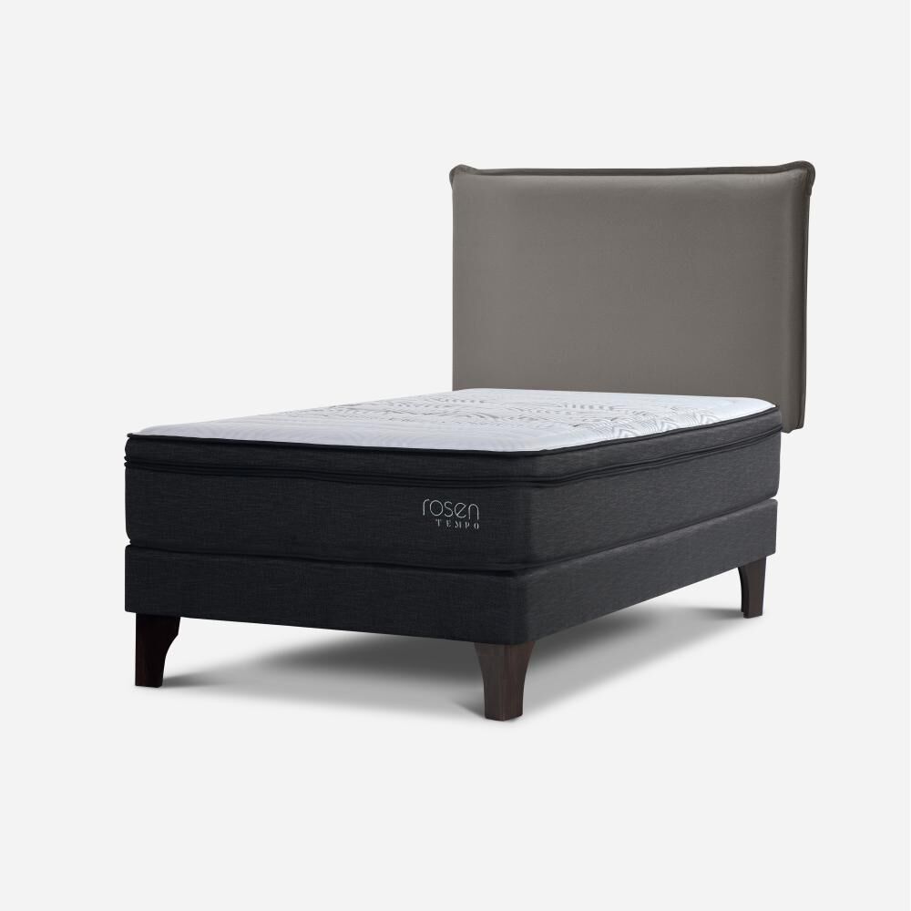 Cama Europea Rosen Tempo / 1.5 Plazas / Base Normal  + Respaldo Maurice Gris image number 1.0