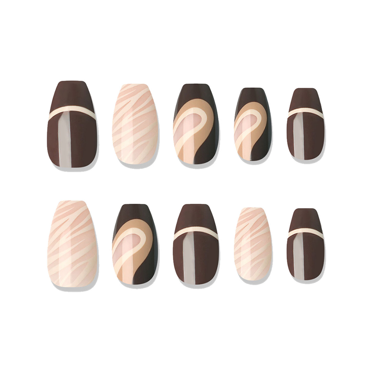 Muzmak - U&ntilde;as Press On Cafe Mocha Coffin 36 U. image number 1.0