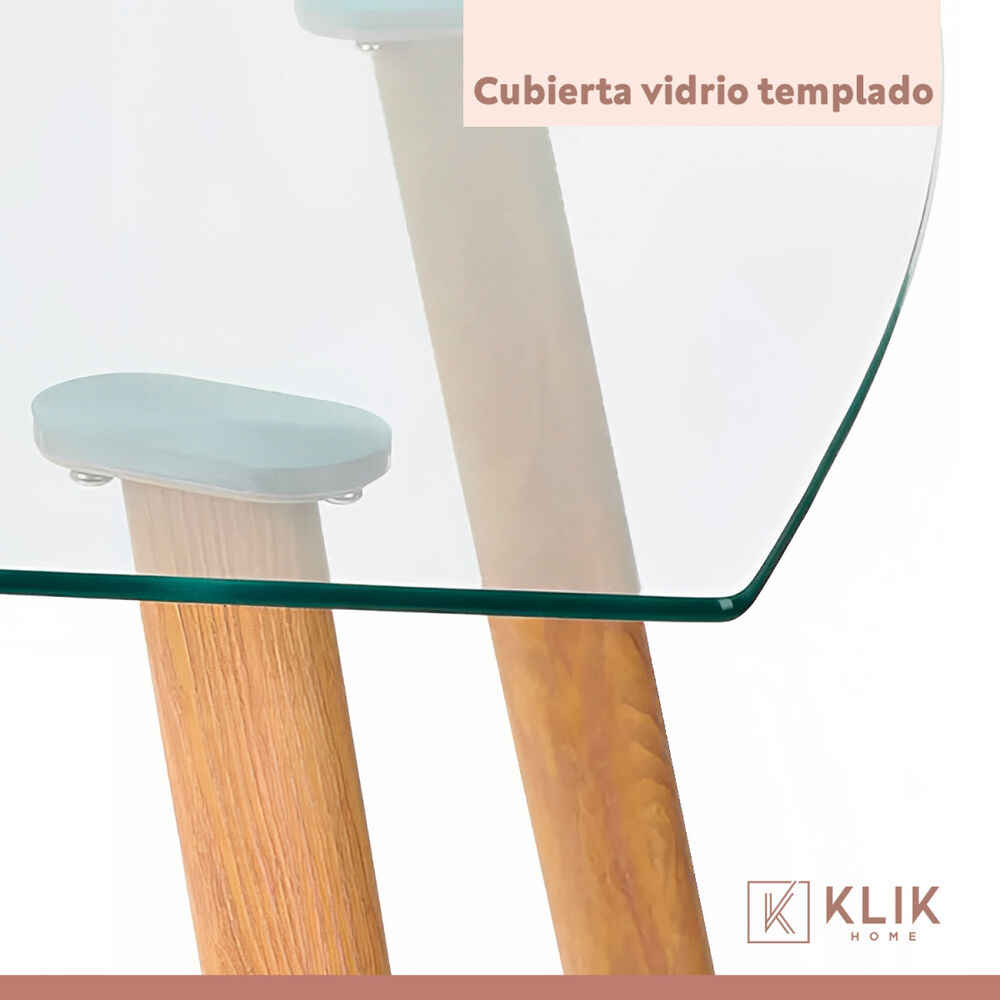 Comedor Mesa De Vidrio Nórdica 140x90 Cm + 6 Sillas Tulip Blancas image number 7.0