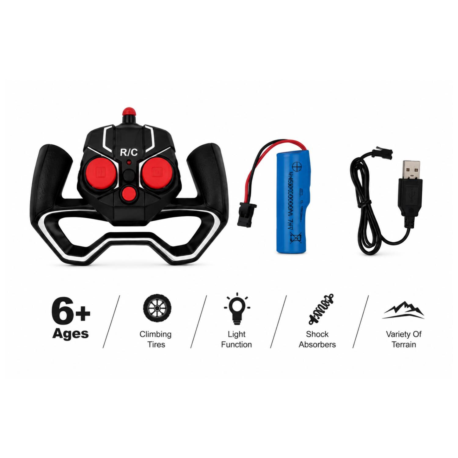 Juguete Auto A Control Remoto 6x6 1:12 Luces Led Infantil image number 2.0