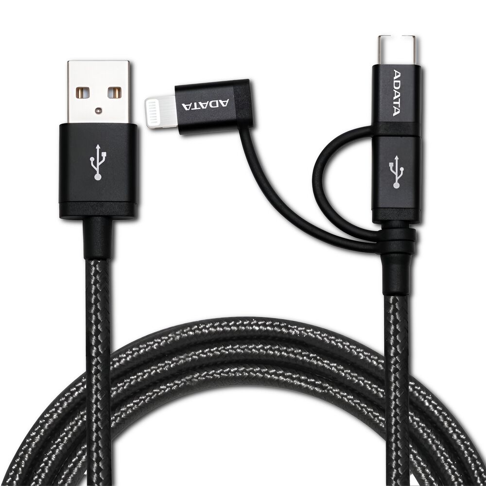 Cable Usb Adata (3en1) Usb-c + Micro Usb + Lightning Mfi 1m image number 0.0