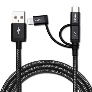 Cable Usb Adata (3en1) Usb-c + Micro Usb + Lightning Mfi 1m