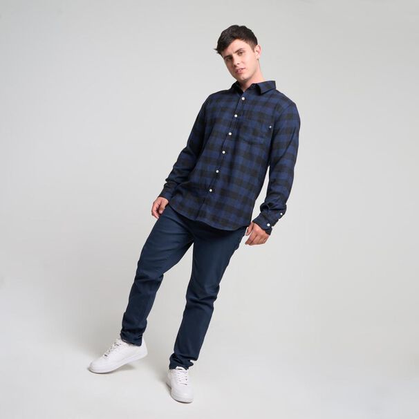 Camisa Bloque Color Slim Manga Larga Hombre Skuad